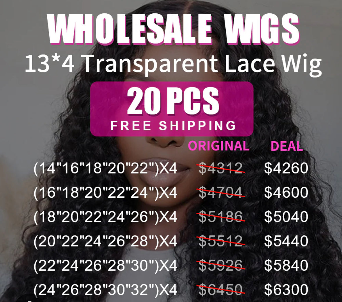 Wholesale 5 pcs wig package deal